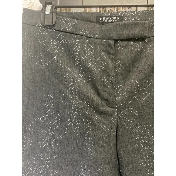 NWT New York & Co Dark Gray And Silver Slacks - Picture 2 of 4
